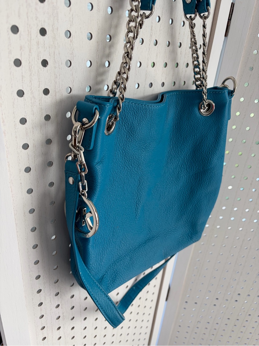 Michael Kors Summer Blue Leather Chain-Handle Shoulder Bag